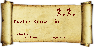 Kozlik Krisztián névjegykártya